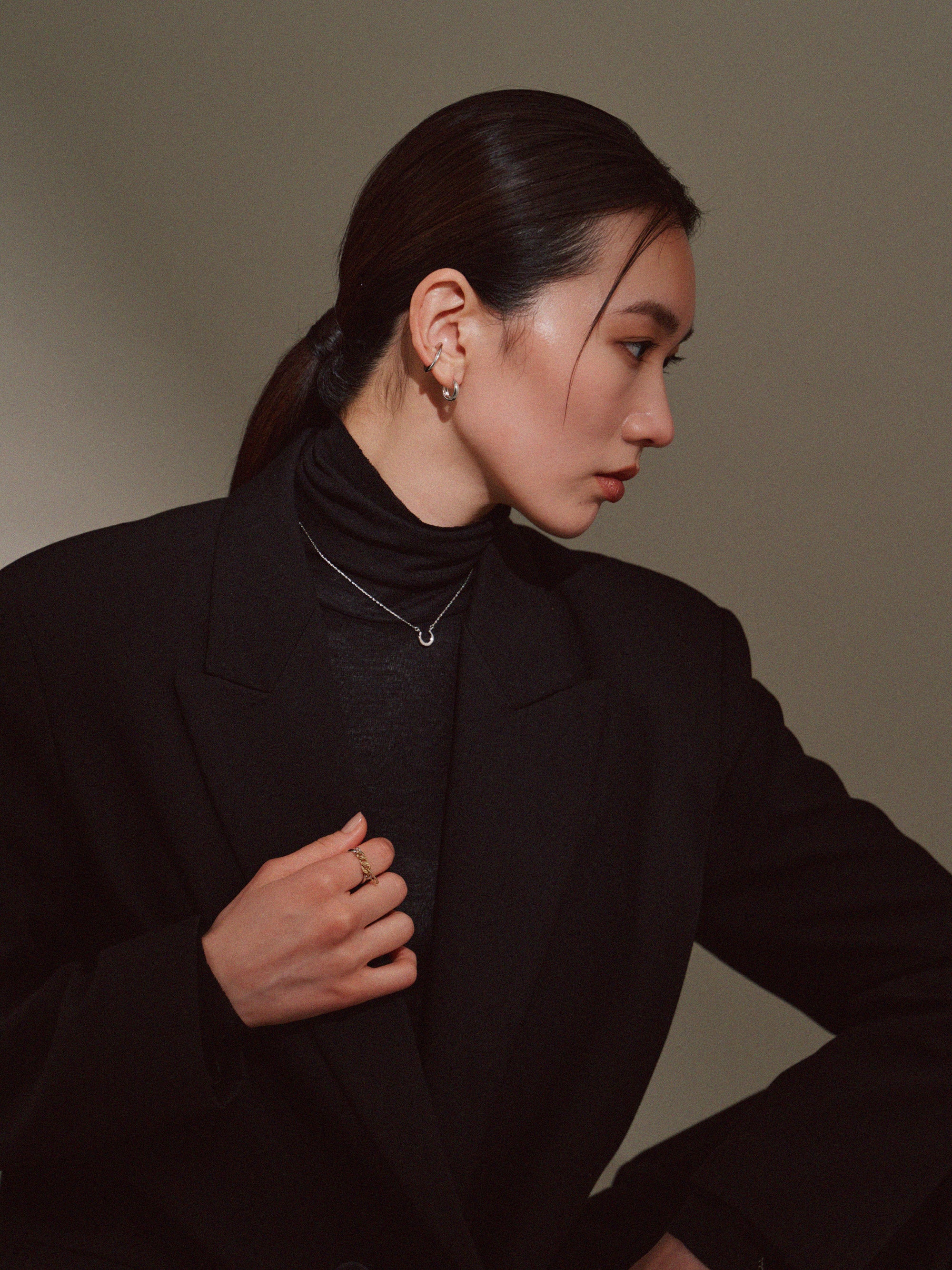 Pt900post ドロップフープピアス ミディアム