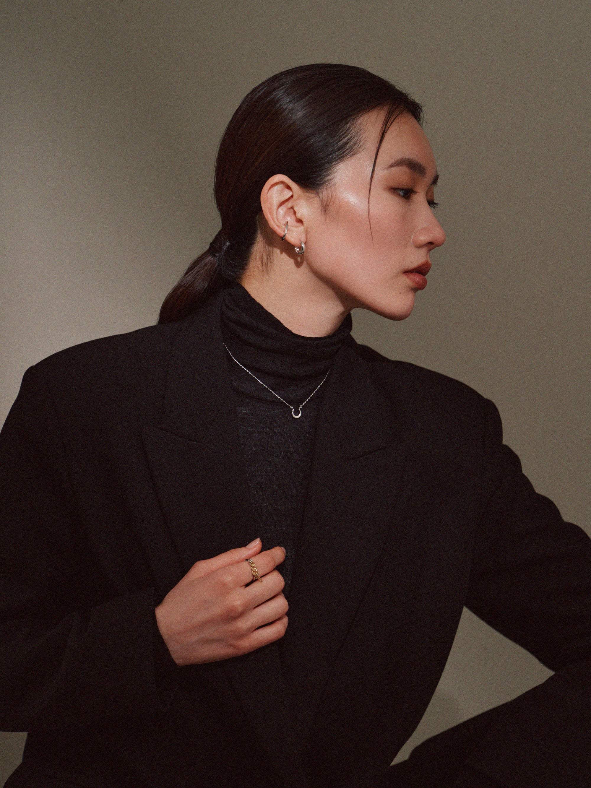 Pt900post ドロップフープピアス ミディアム