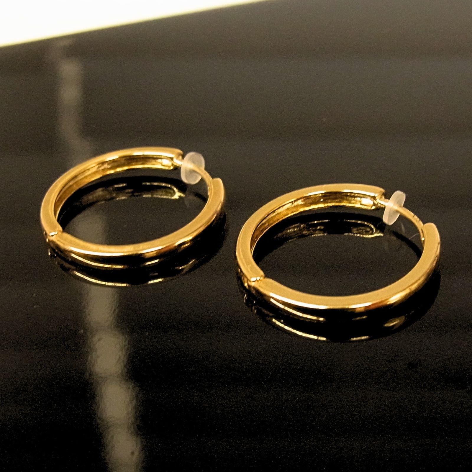 K18post シンプルプレーンフープピアス