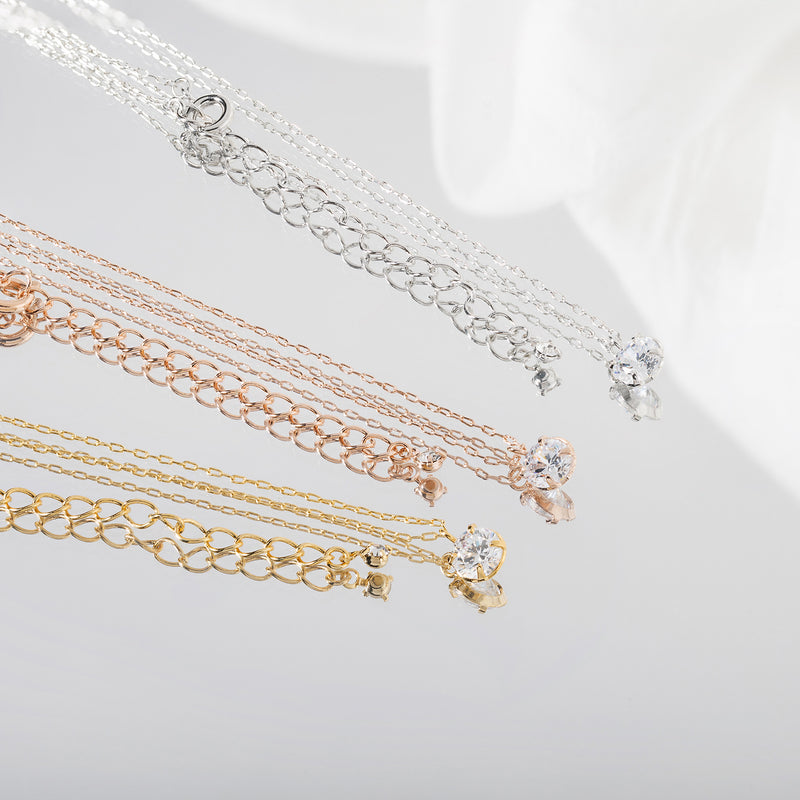 SuperCubicZilconia ワンポイントネックレス 3サイズ×3カラー×2デザイン