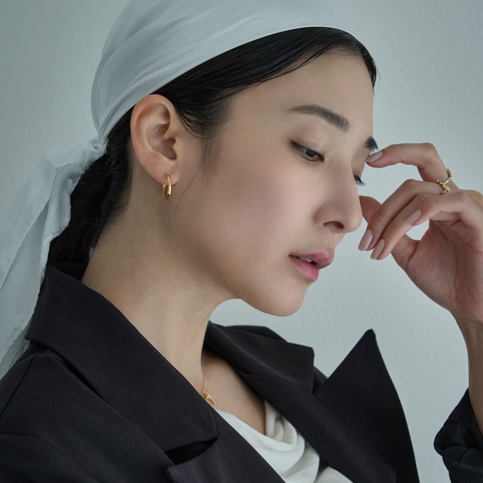 K18post シンプルプレーンフープピアス