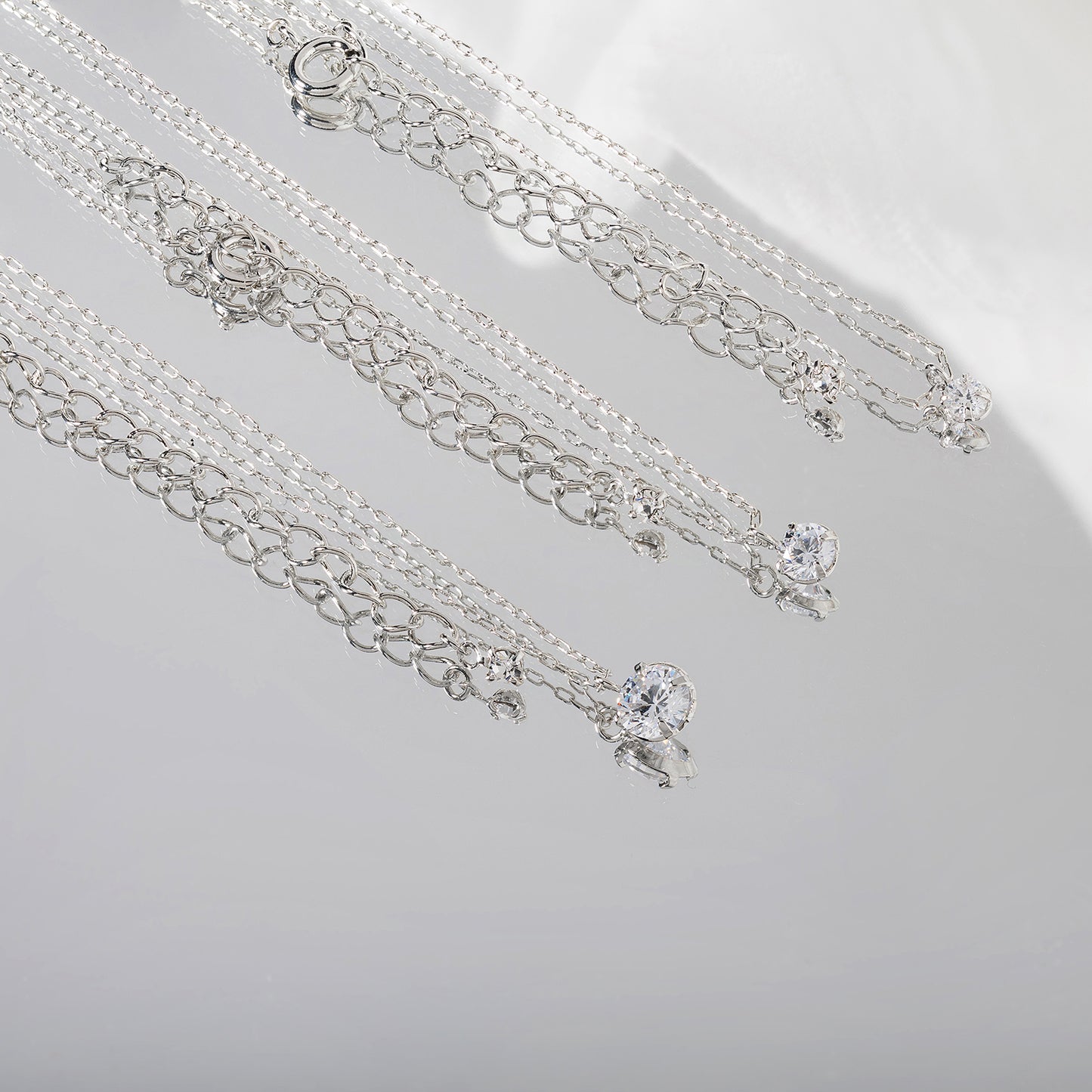 SuperCubicZilconia ワンポイントネックレス 3サイズ×3カラー×2デザイン