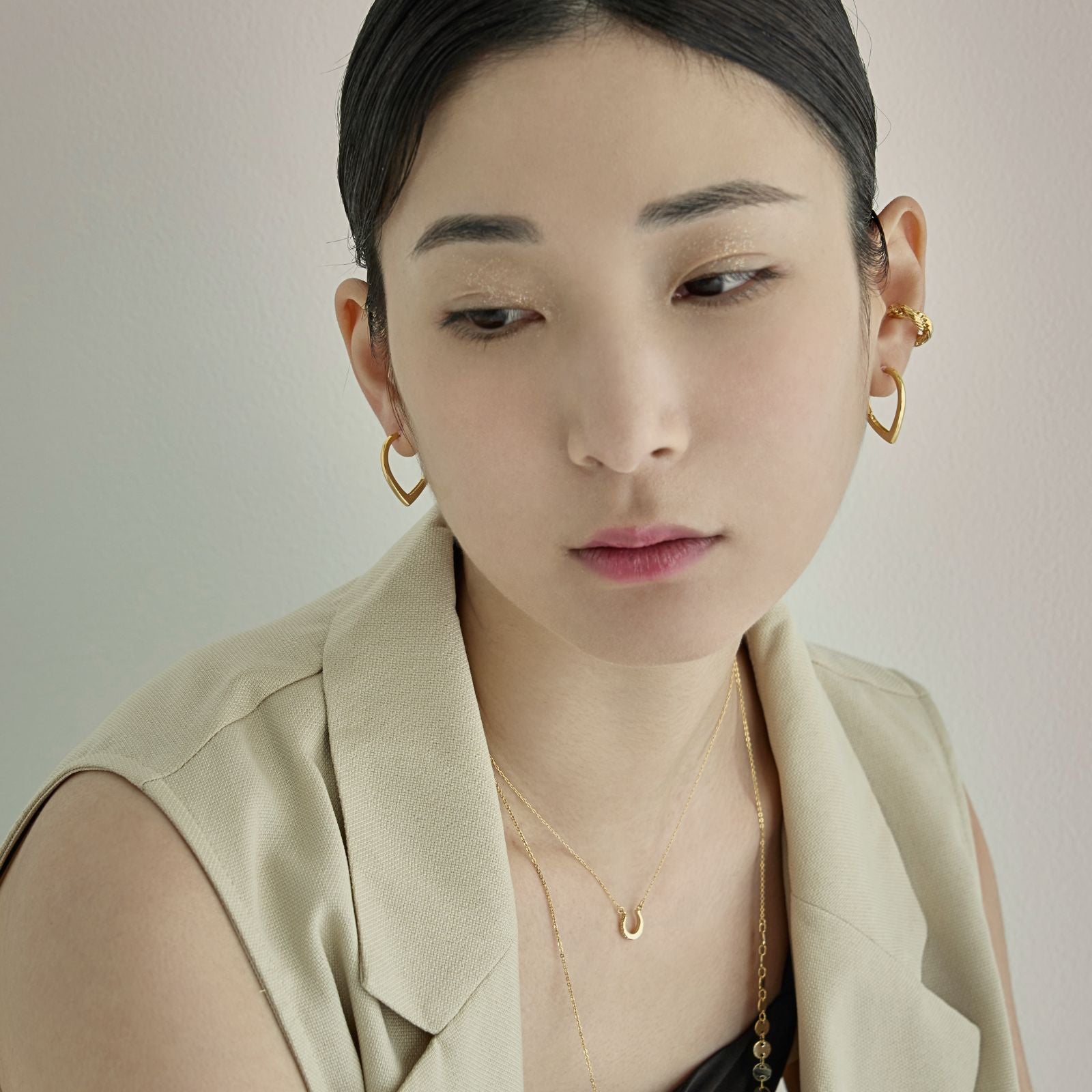 K18post  シールドフープピアス