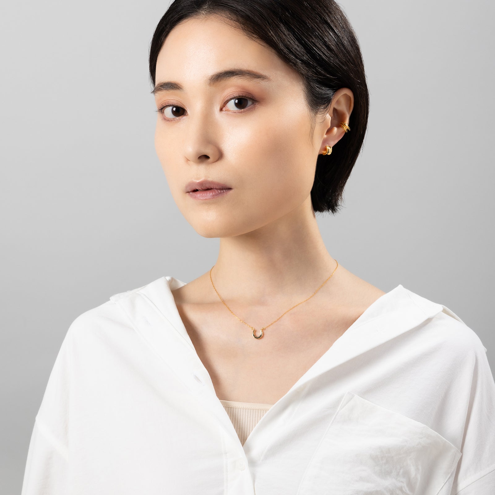 K18post クラフトハーフラウンドピアス