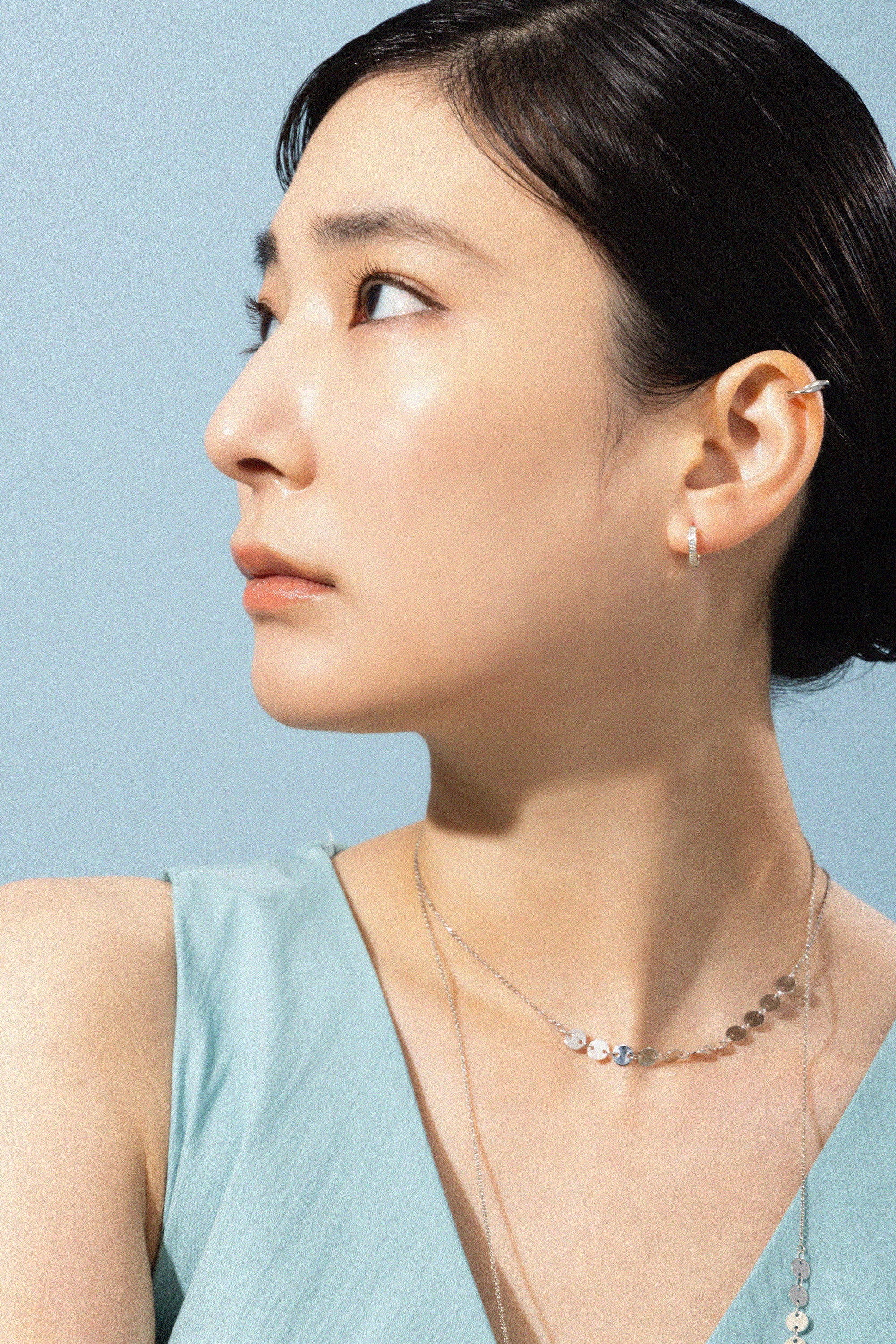 Silver925 クリスタルフープピアス