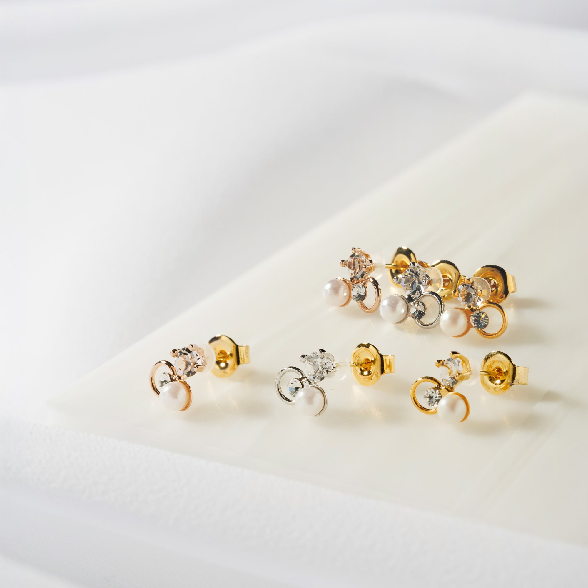 K18post パール＆ビジューピアス