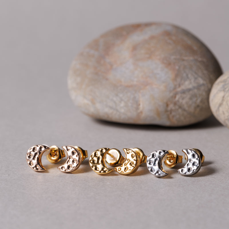 K18post クラフトクレセントピアス