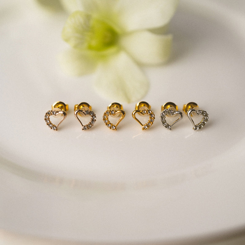 K18post パヴェオープンハートピアス