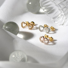 K18post パヴェオープンハートピアス