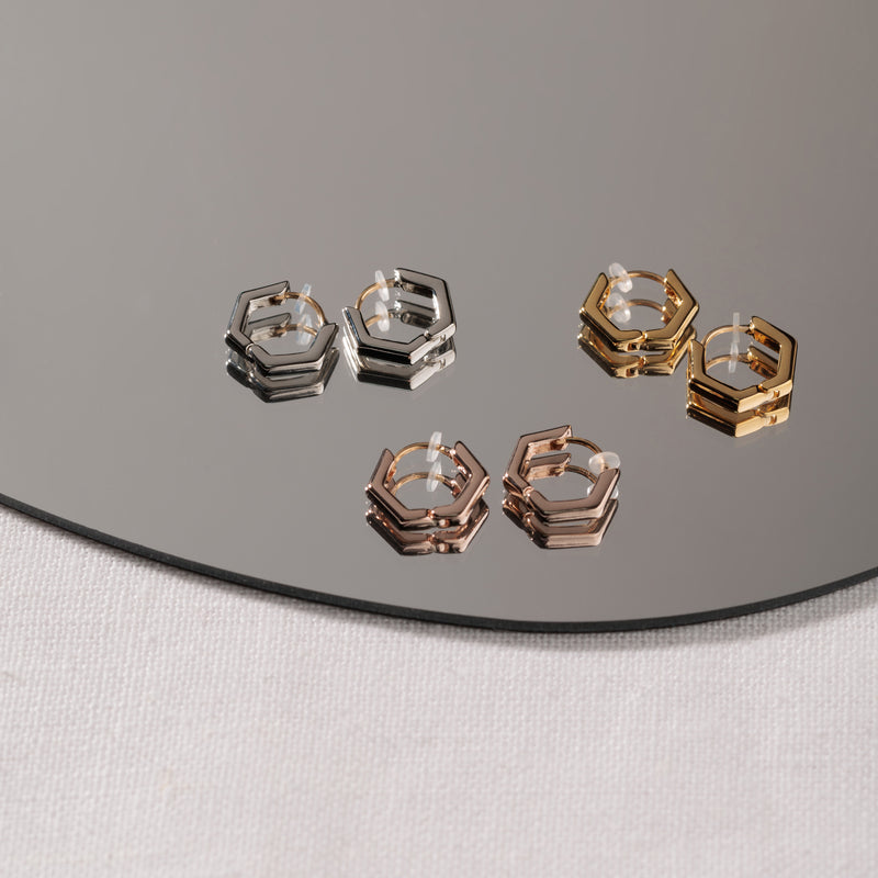 K18post ヘキサゴンフープピアス スモール