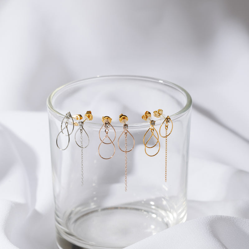 K18post アシンメトリードロップピアス