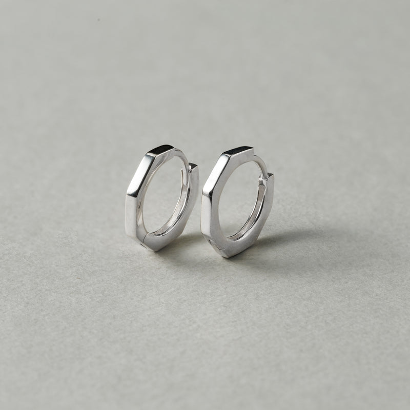 Silver925 ヘキサゴンフープピアス
