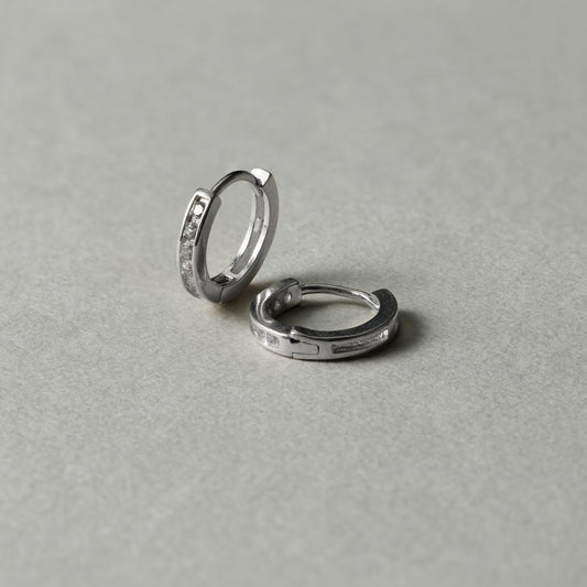 Silver925 クリスタルフープピアス
