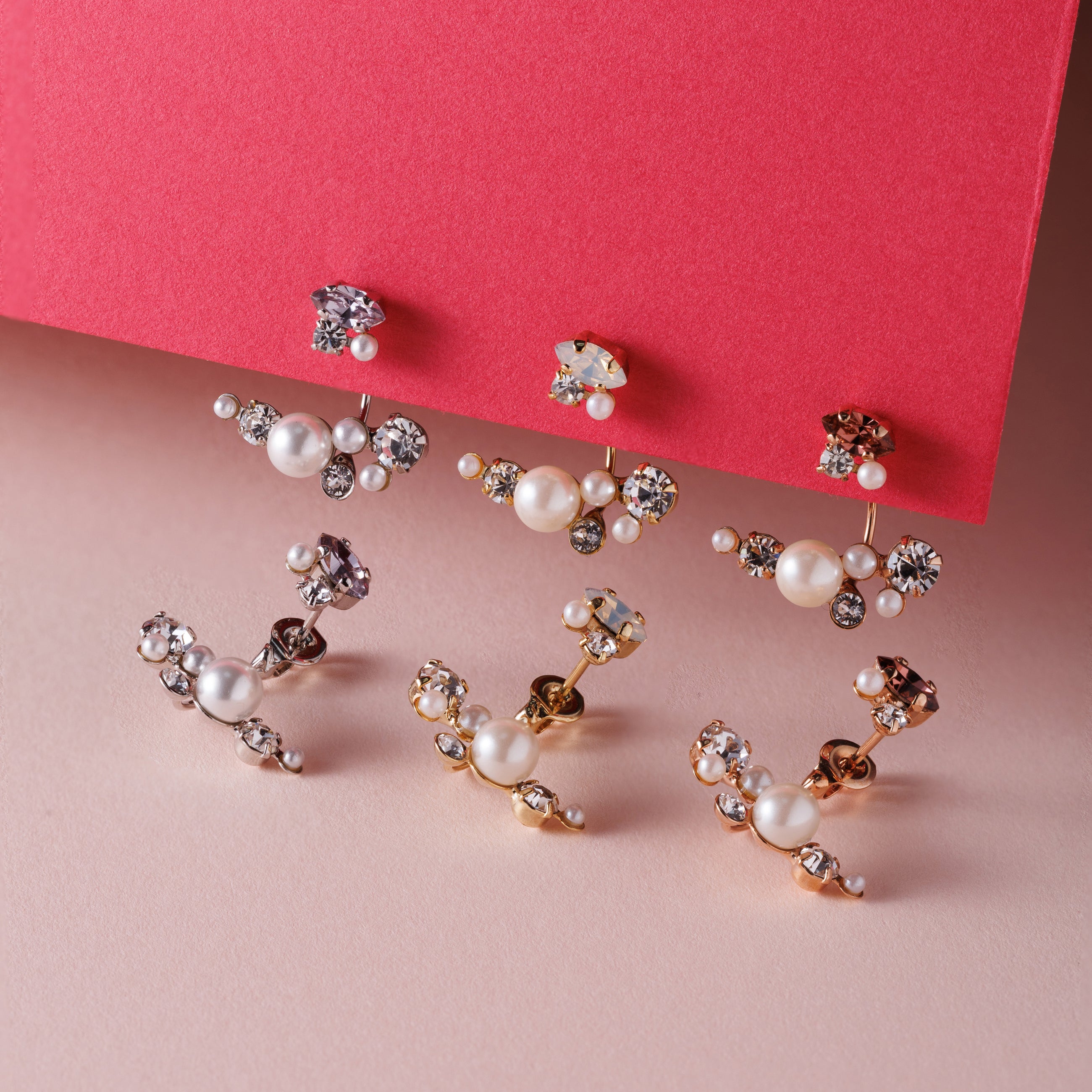 Preciosa Crystal パール＆ビジューバックキャッチピアス