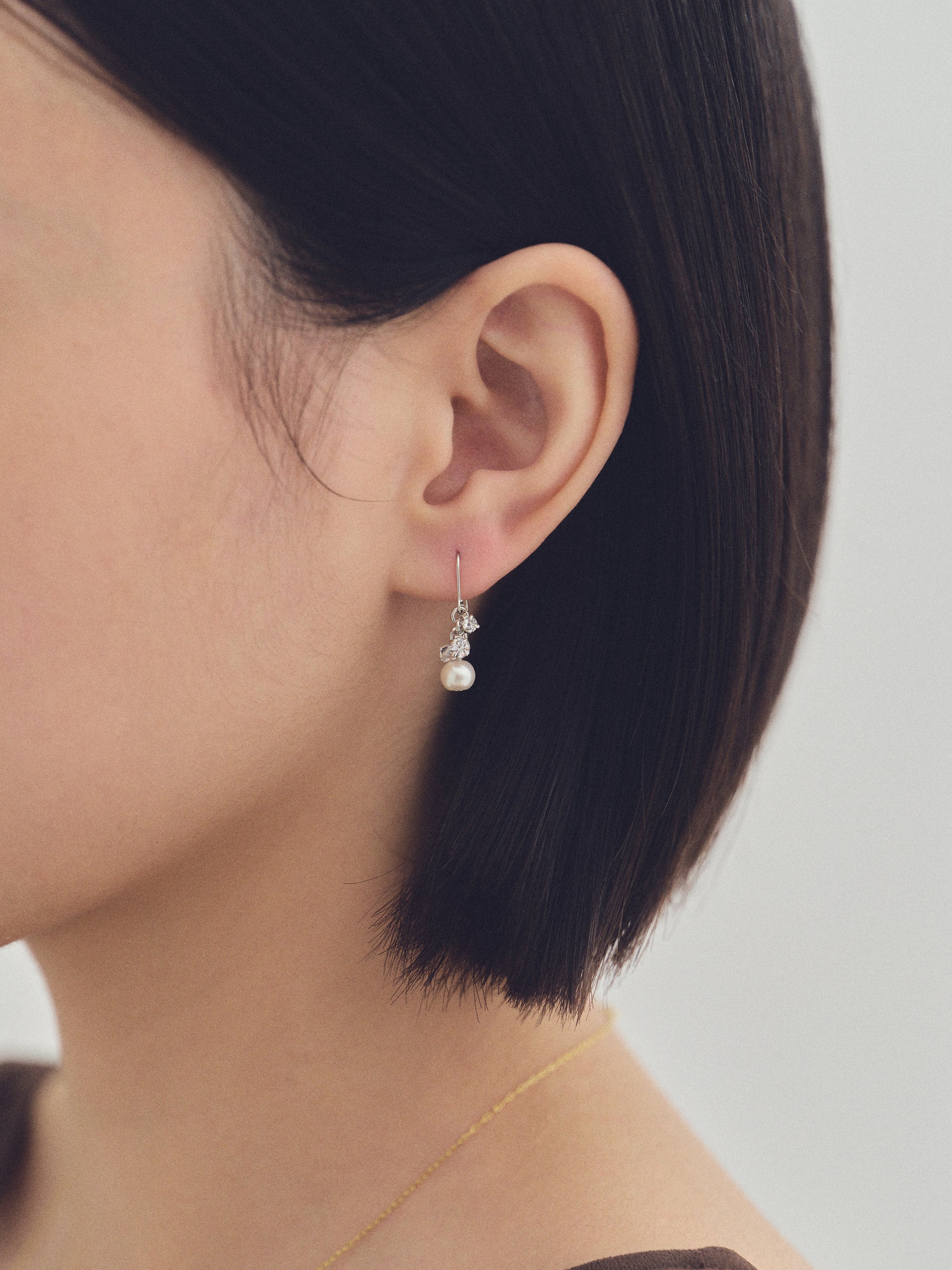 パール＆ビジューフックピアス