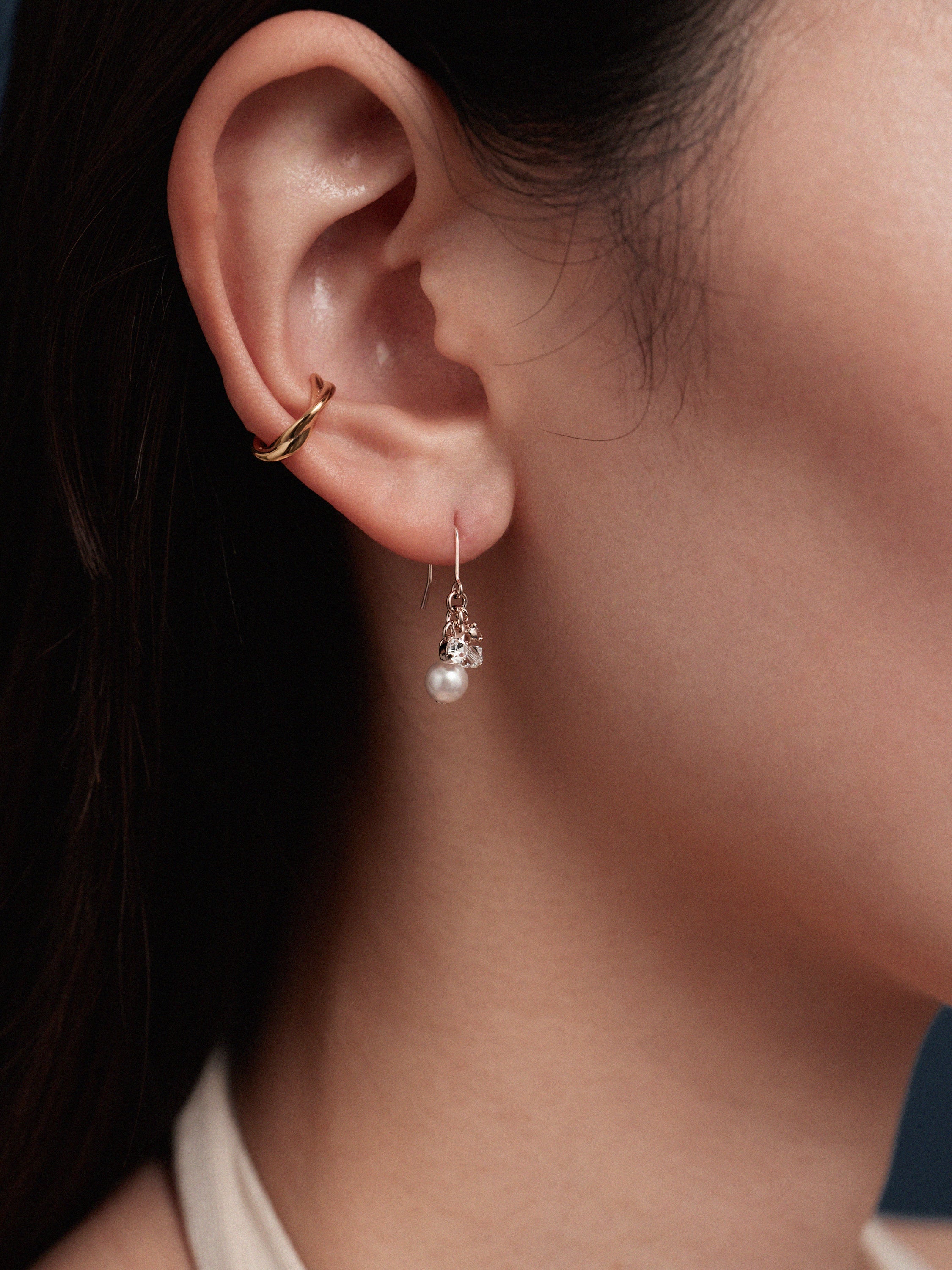 パール＆ビジューフックピアス