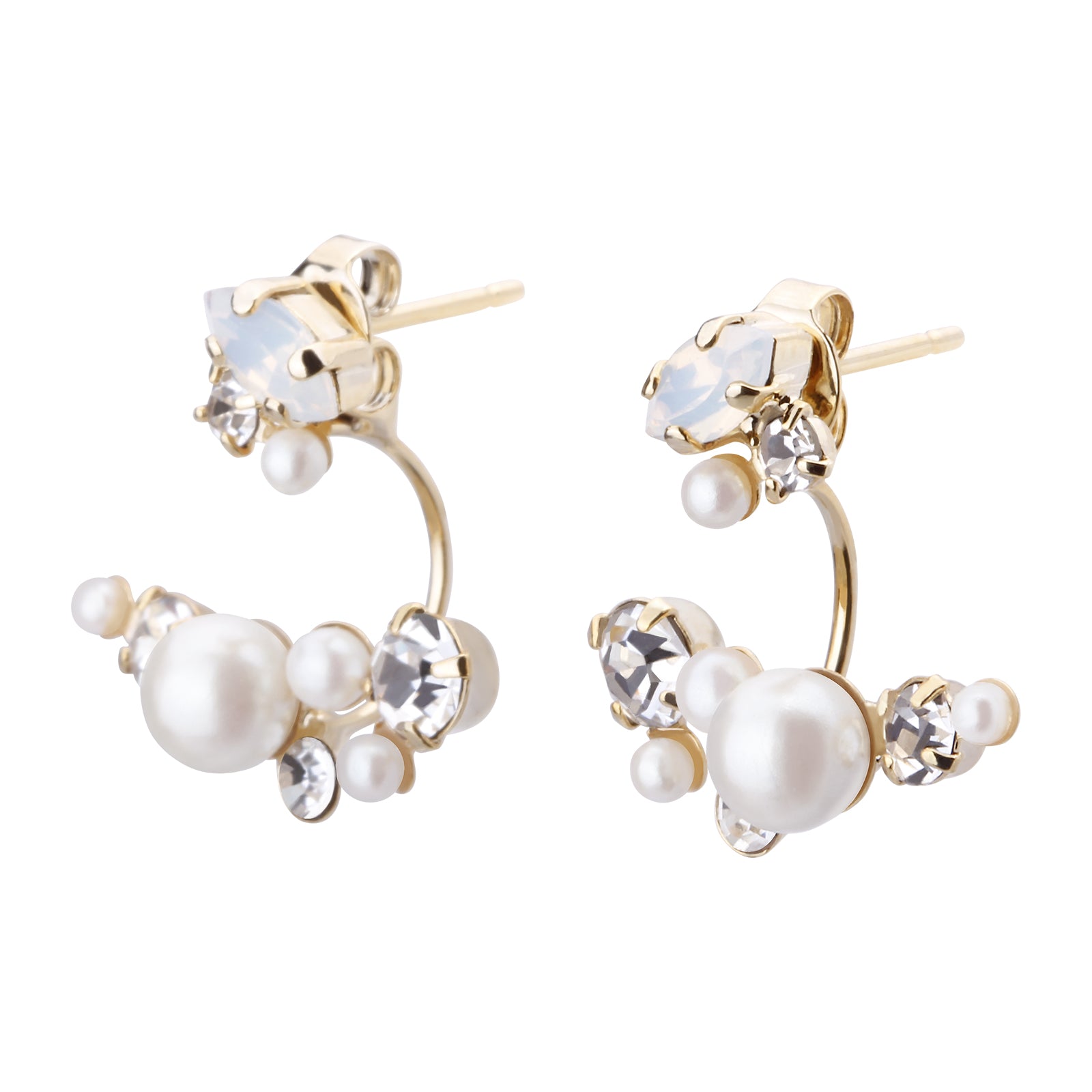 Preciosa Crystal パール＆ビジューバックキャッチピアス