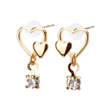 K18post オープンハート＆ビジューピアス