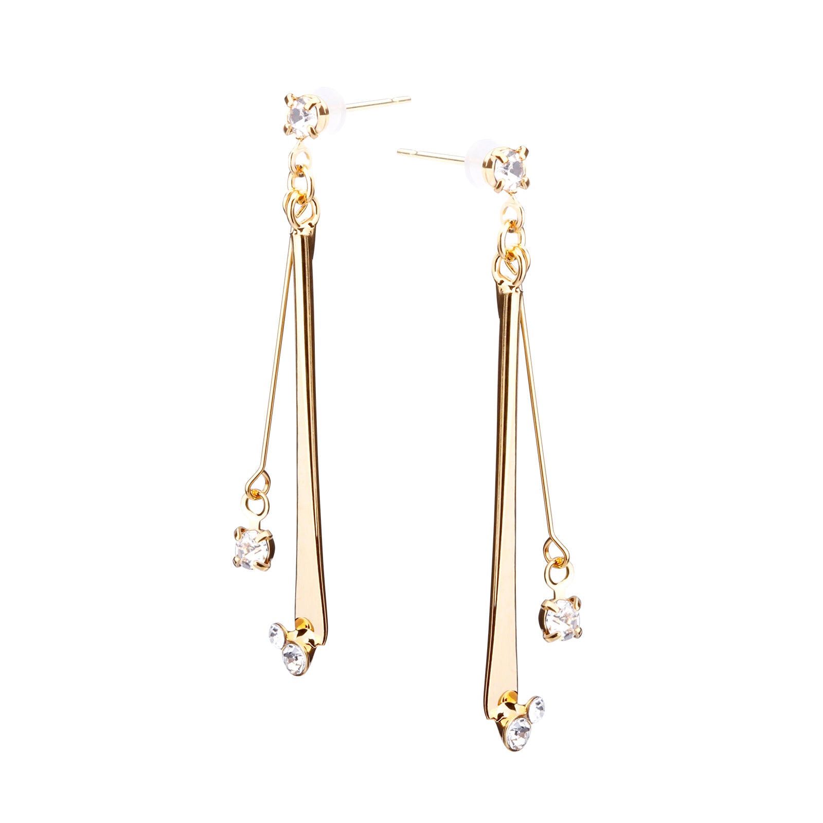 K18post メタルバー&ビジューピアス