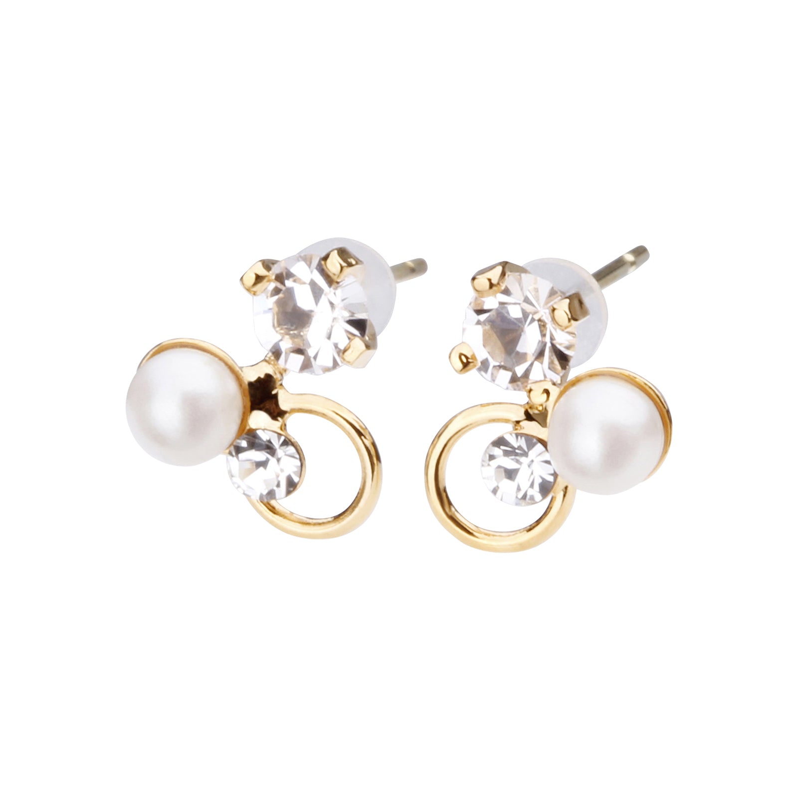 K18post パール＆ビジューピアス