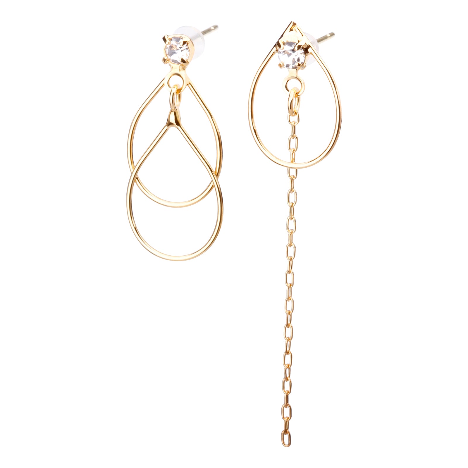 K18post アシンメトリードロップピアス