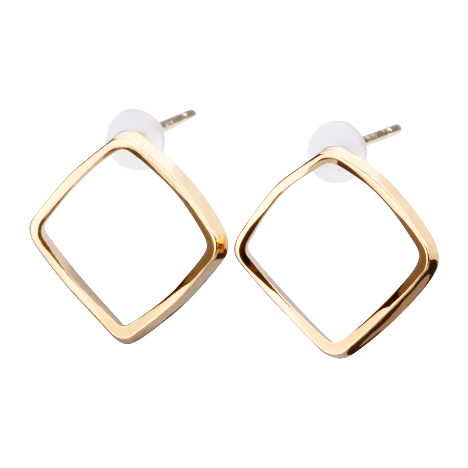 K18post スクエアフレームピアス