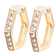 Pt900post ビジューフープピアス ラウンド/ヘキサゴン