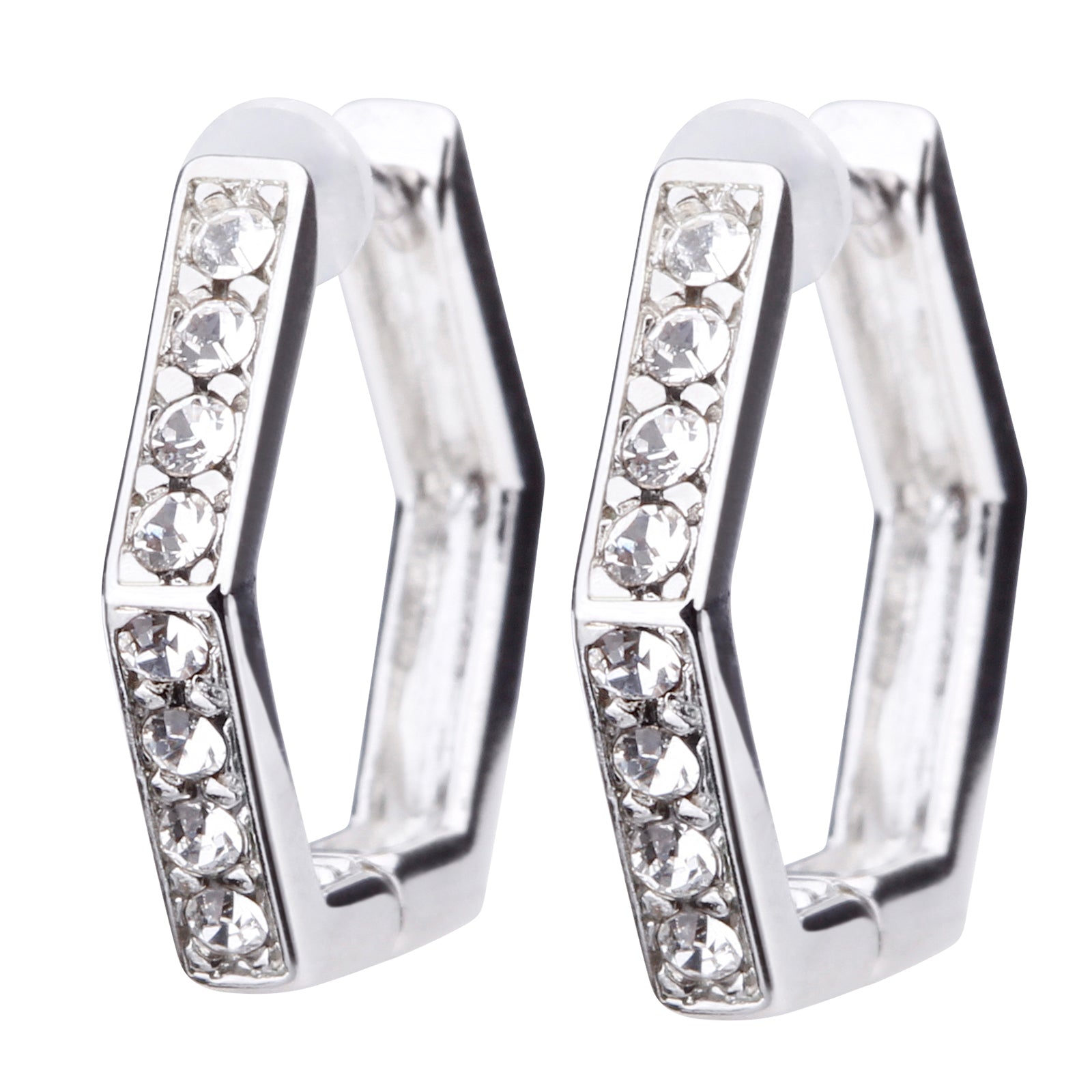 Pt900post ビジューフープピアス ラウンド/ヘキサゴン