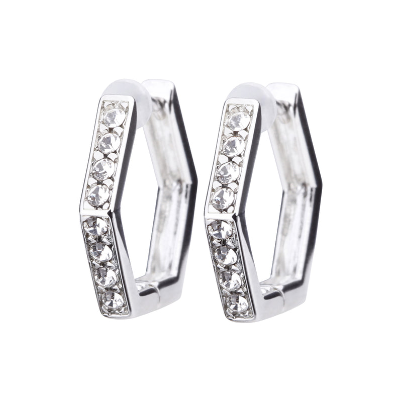 Pt900post ヘキサゴンビジューフープピアス