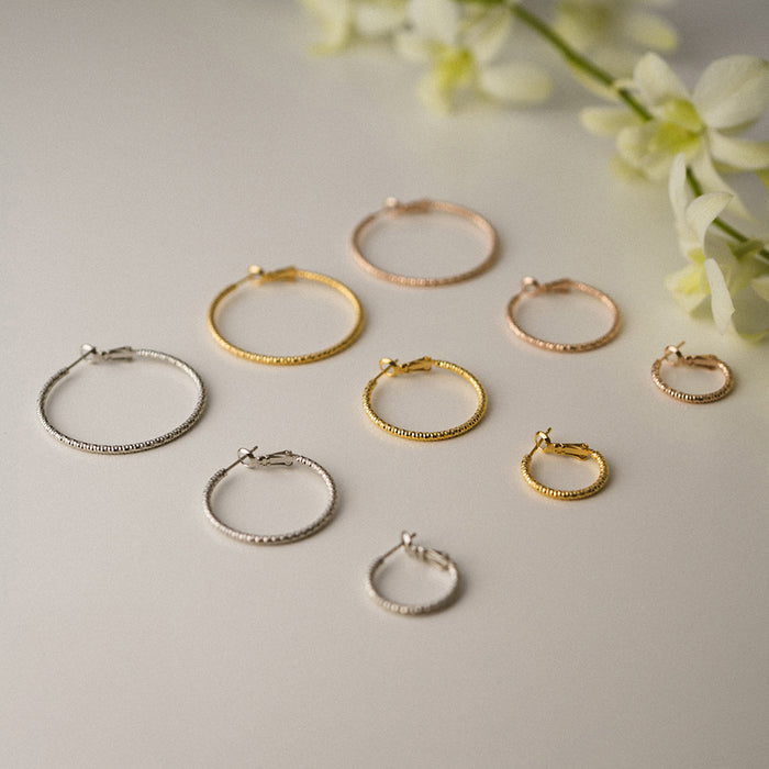 テクスチャー/プレーン フープピアス 3サイズ×3カラー×2デザイン