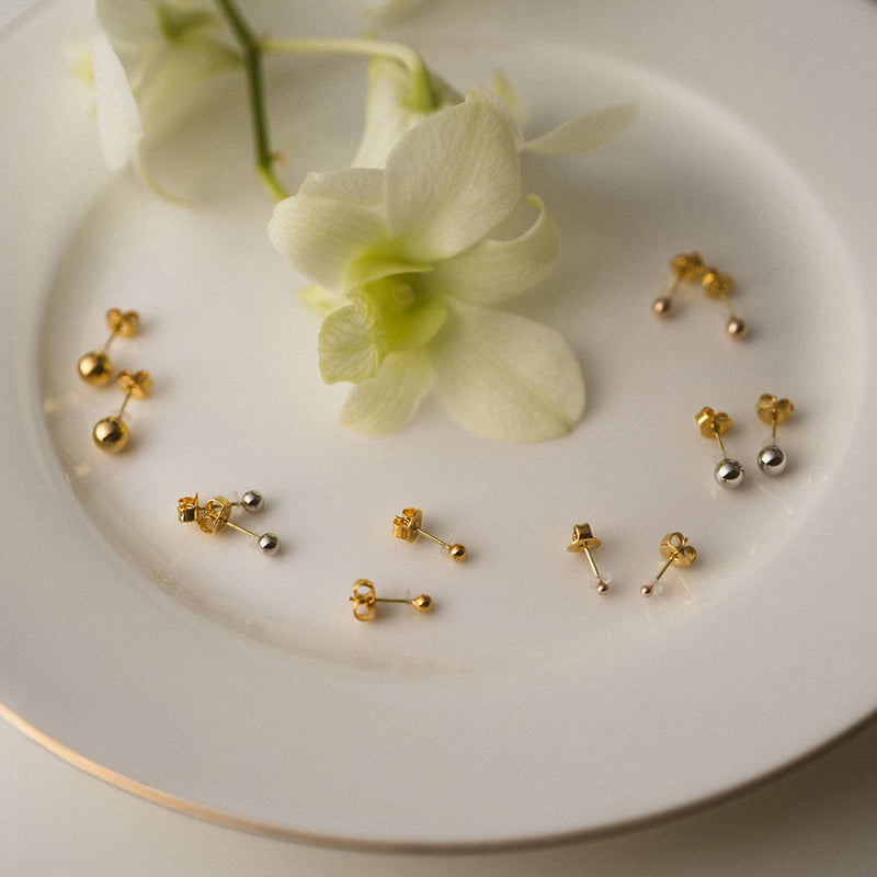 K18post ボールピアス 5サイズ×3カラー