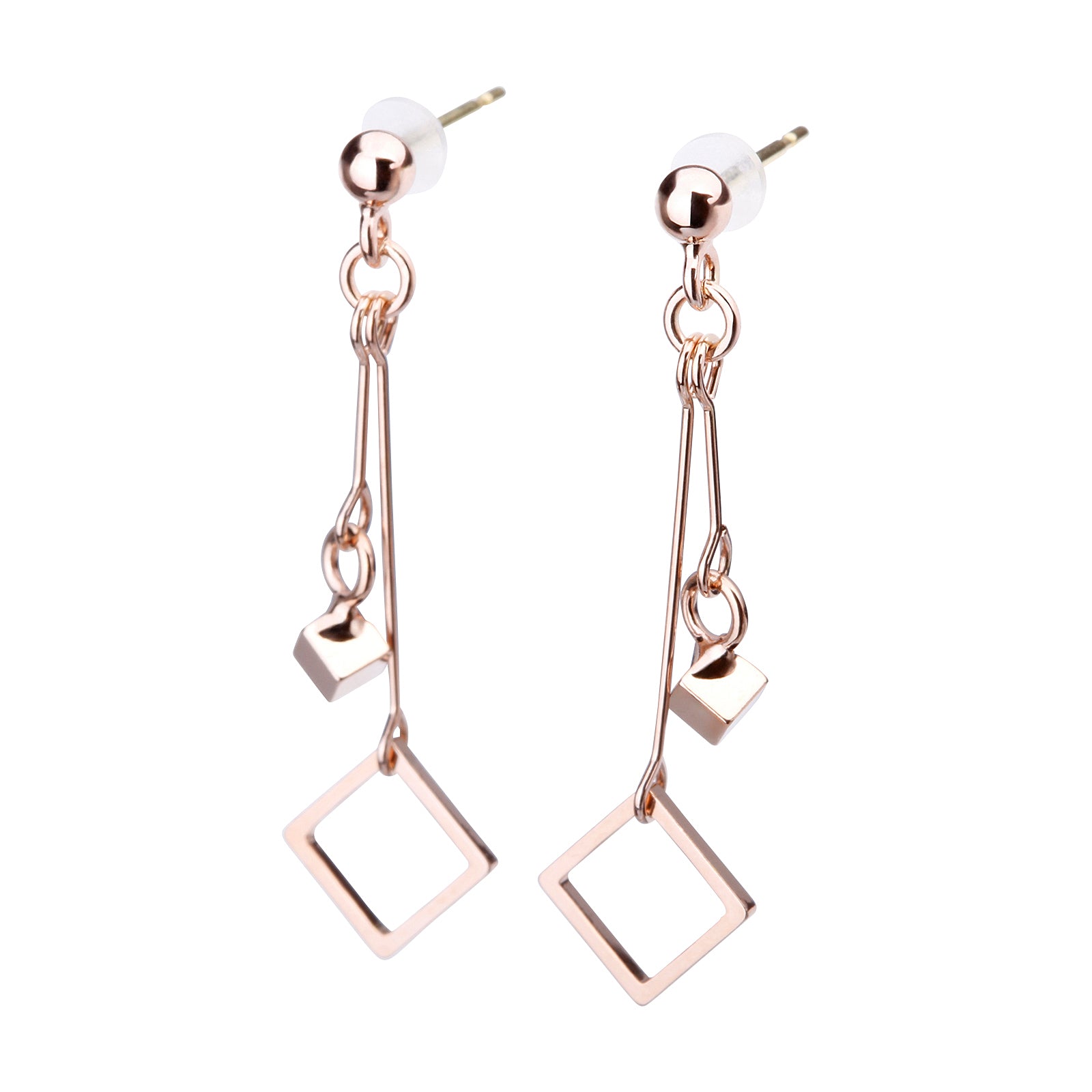 K18post スクエア＆キューブピアス