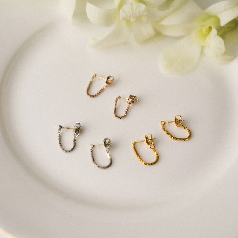 K18post ベネチアンチェーンフープピアス