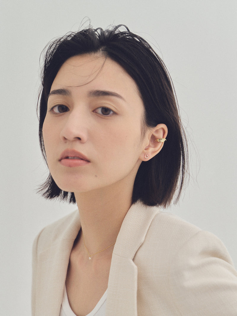 K18post パヴェオープンハートピアス