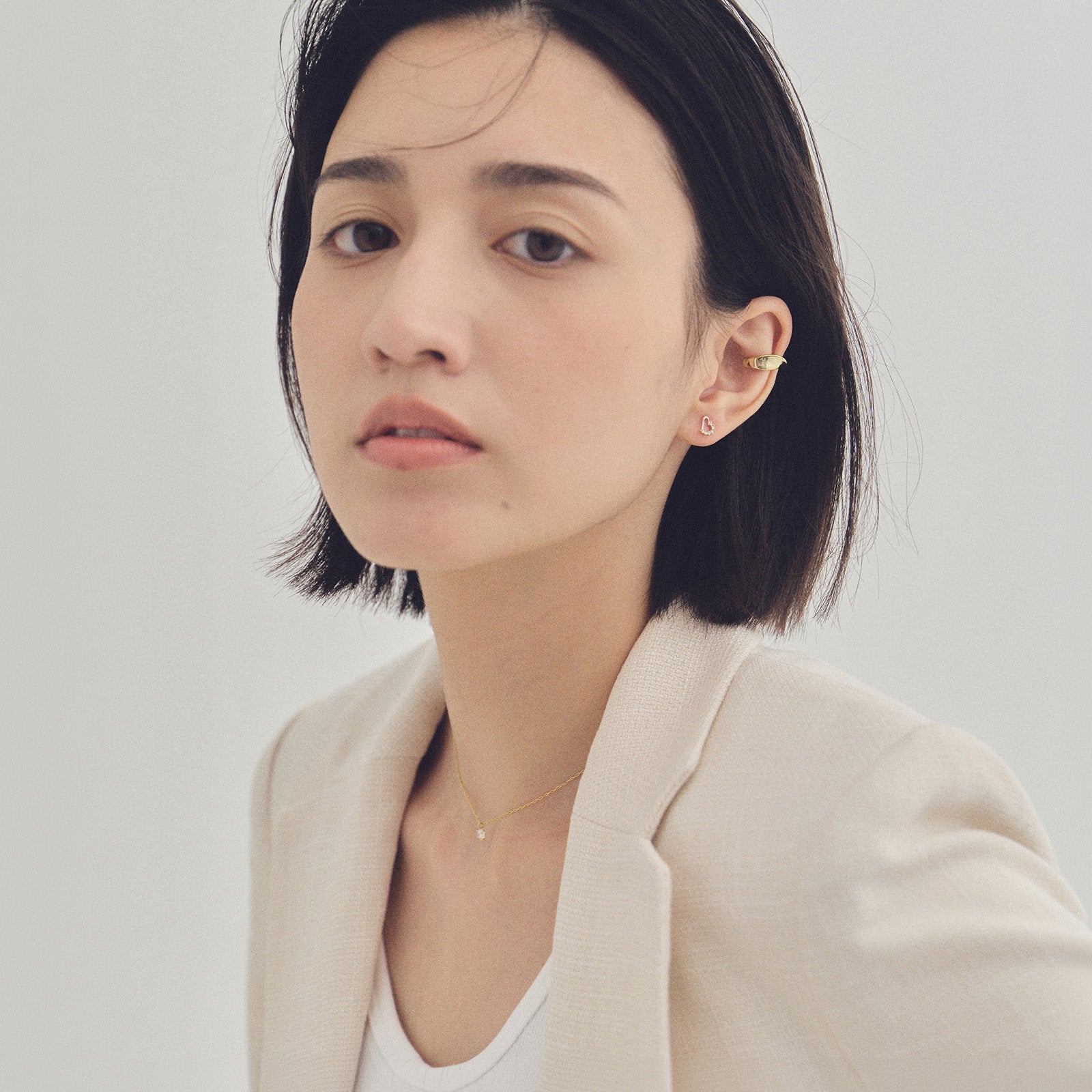 K18post パヴェオープンハートピアス