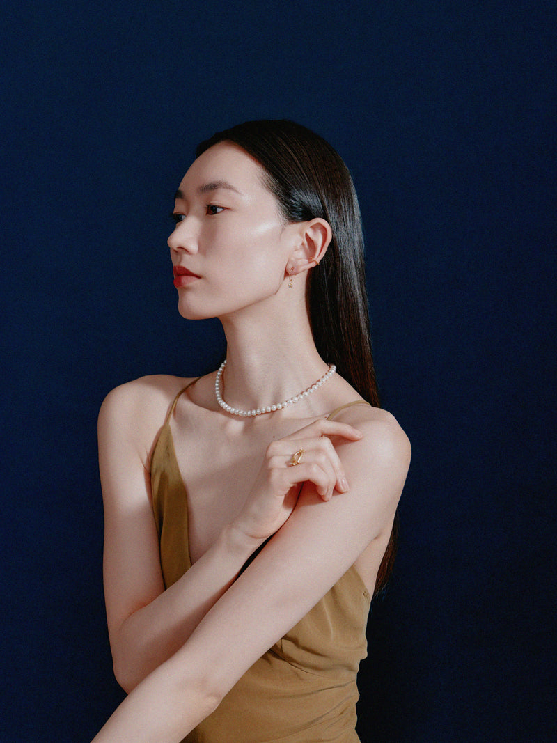 K18post ロンデルボールフープピアス