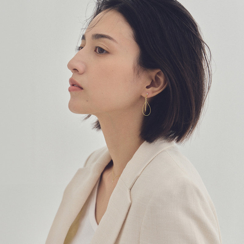 K18post ドロップフレームピアス