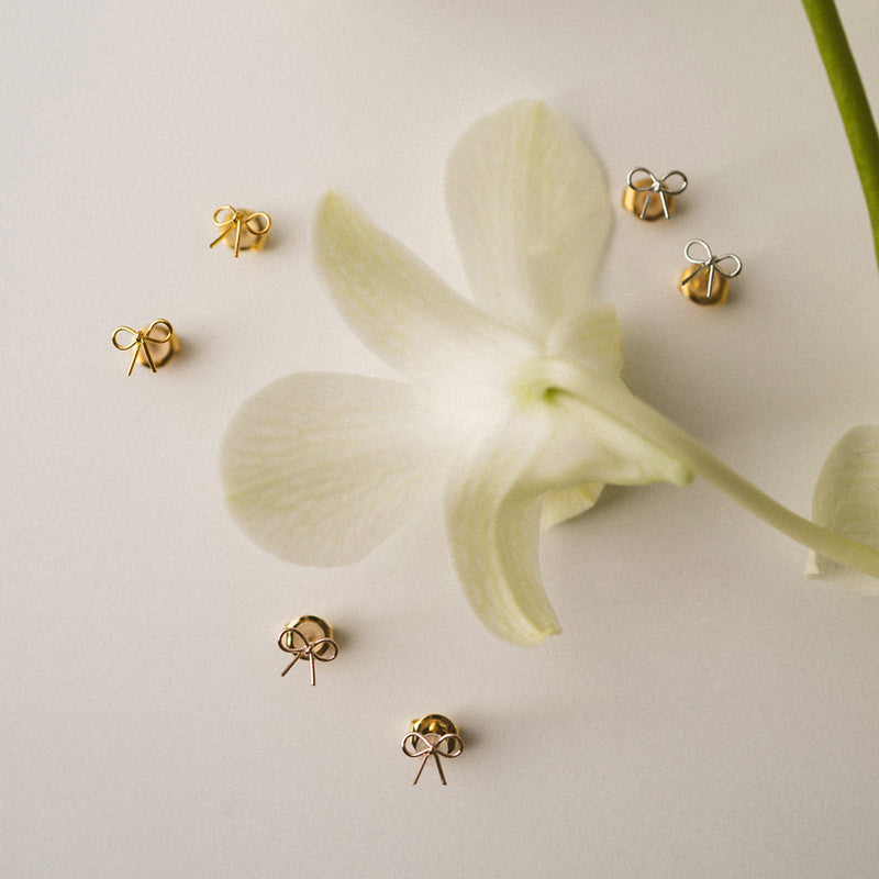 K18post ハンドメイドリボンピアス