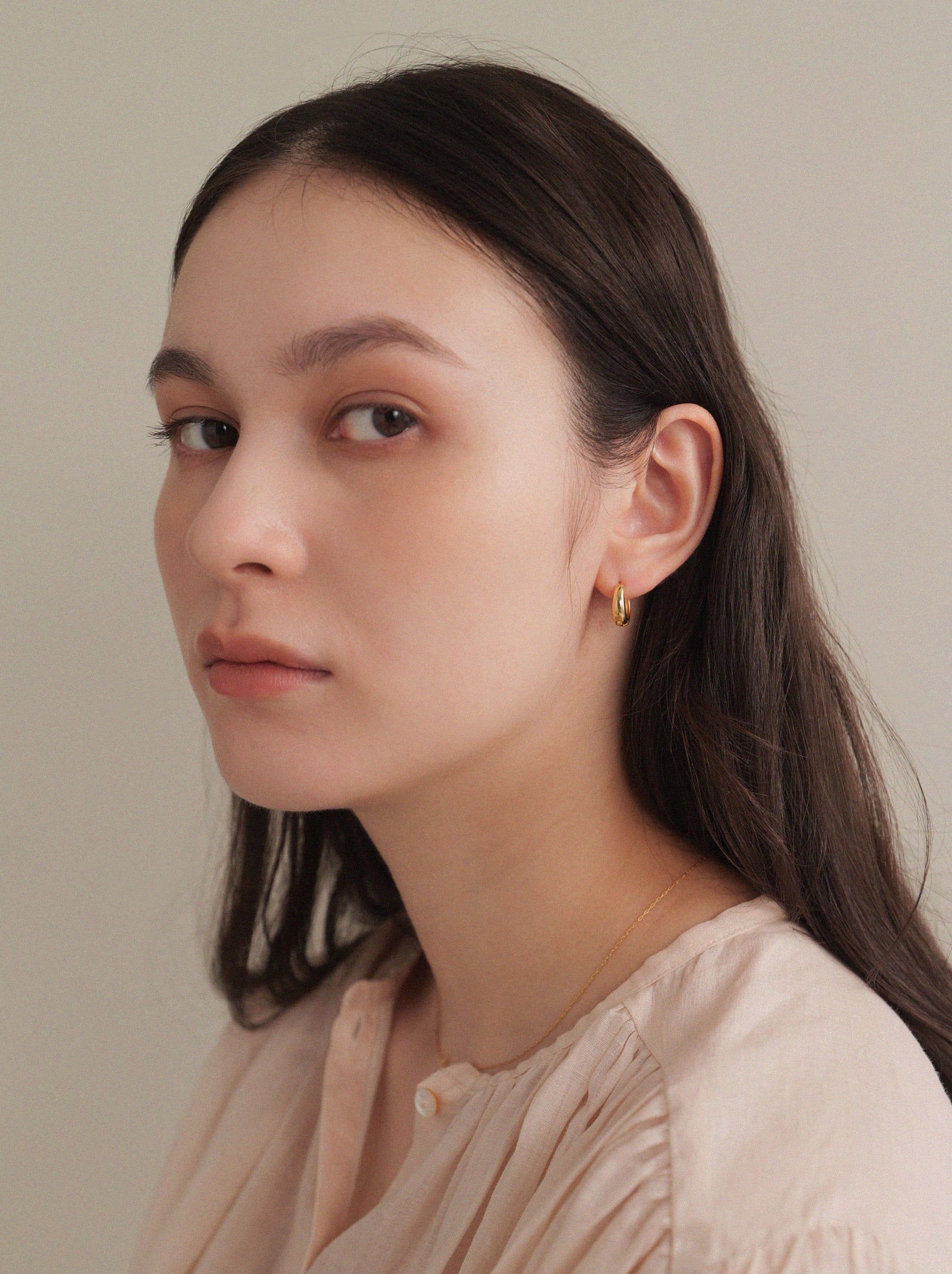 K18post ドロップフープピアス ミディアム