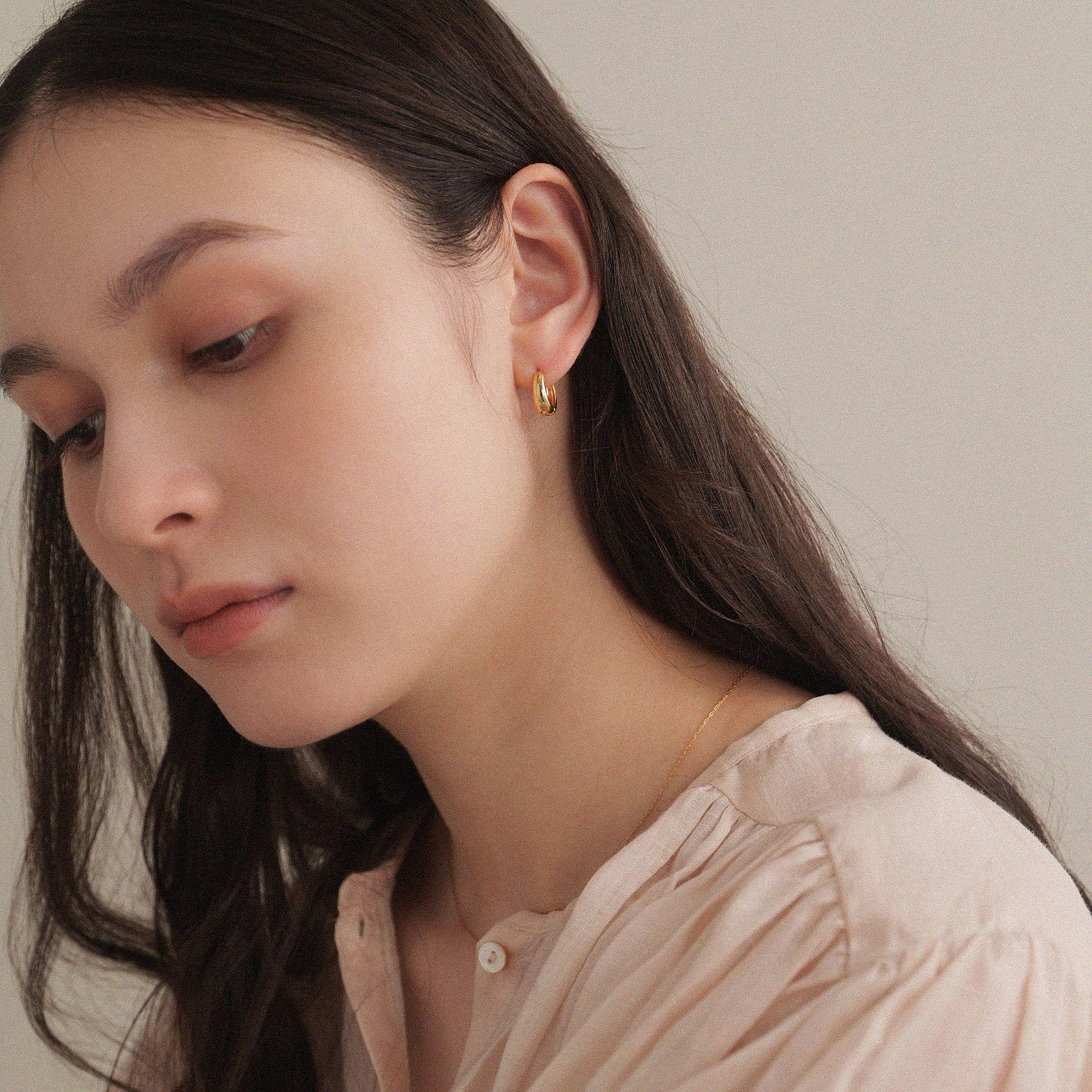 K18post ドロップフープピアス ミディアム