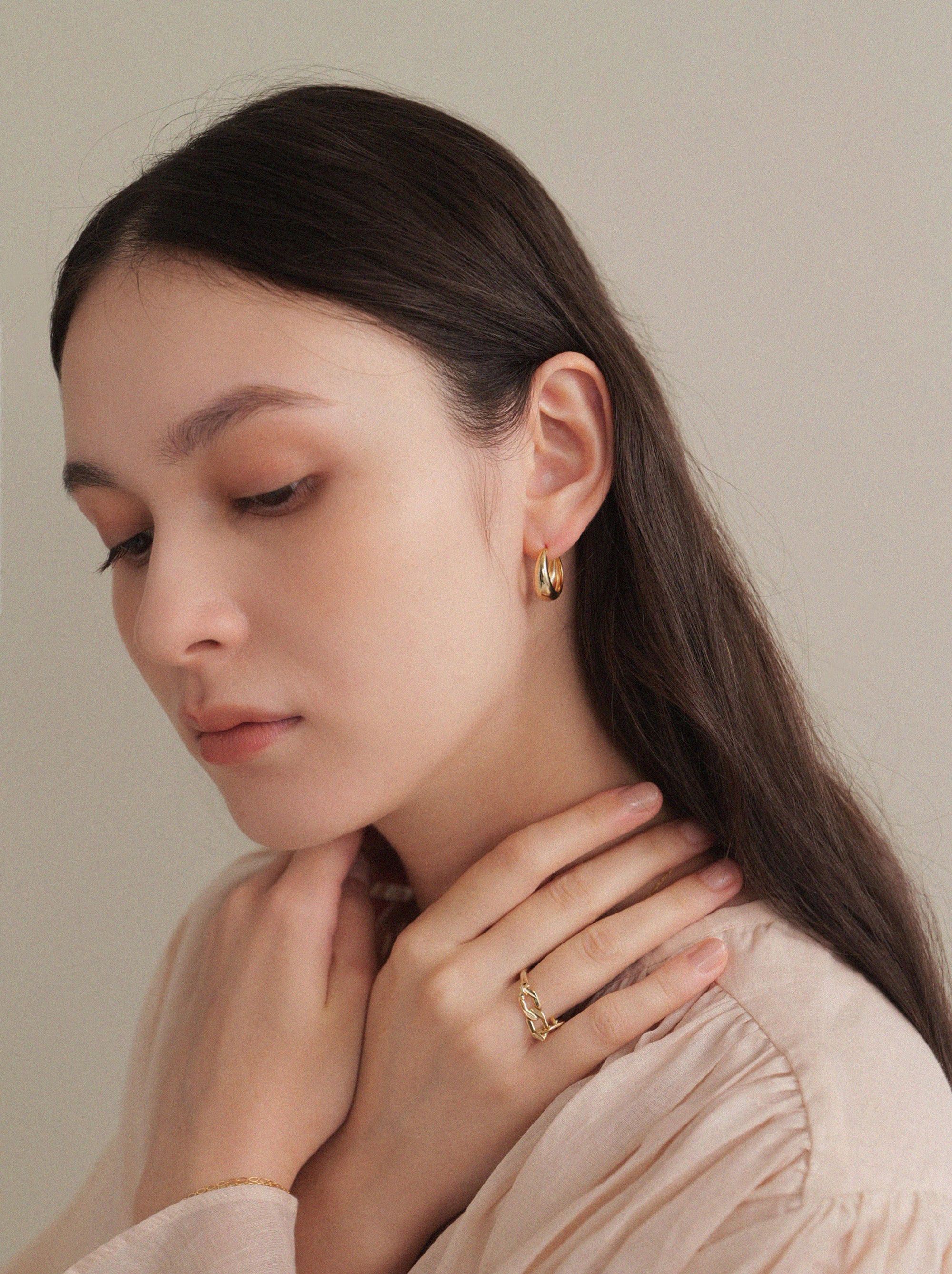 K18post ドロップフープピアス ラージ