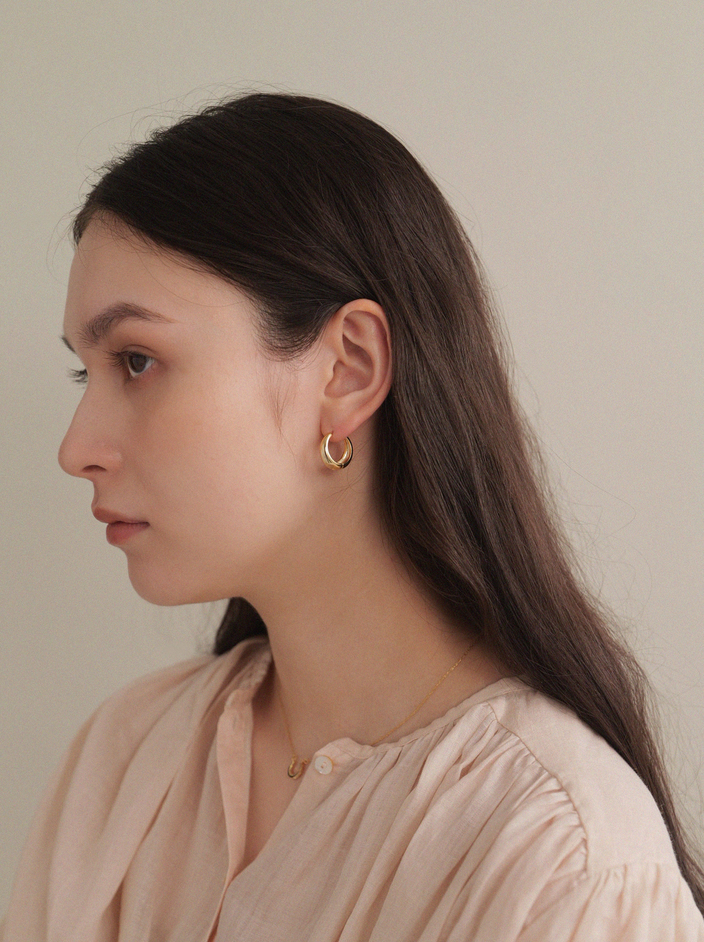 K18post ドロップフープピアス ラージ | LOKUMI