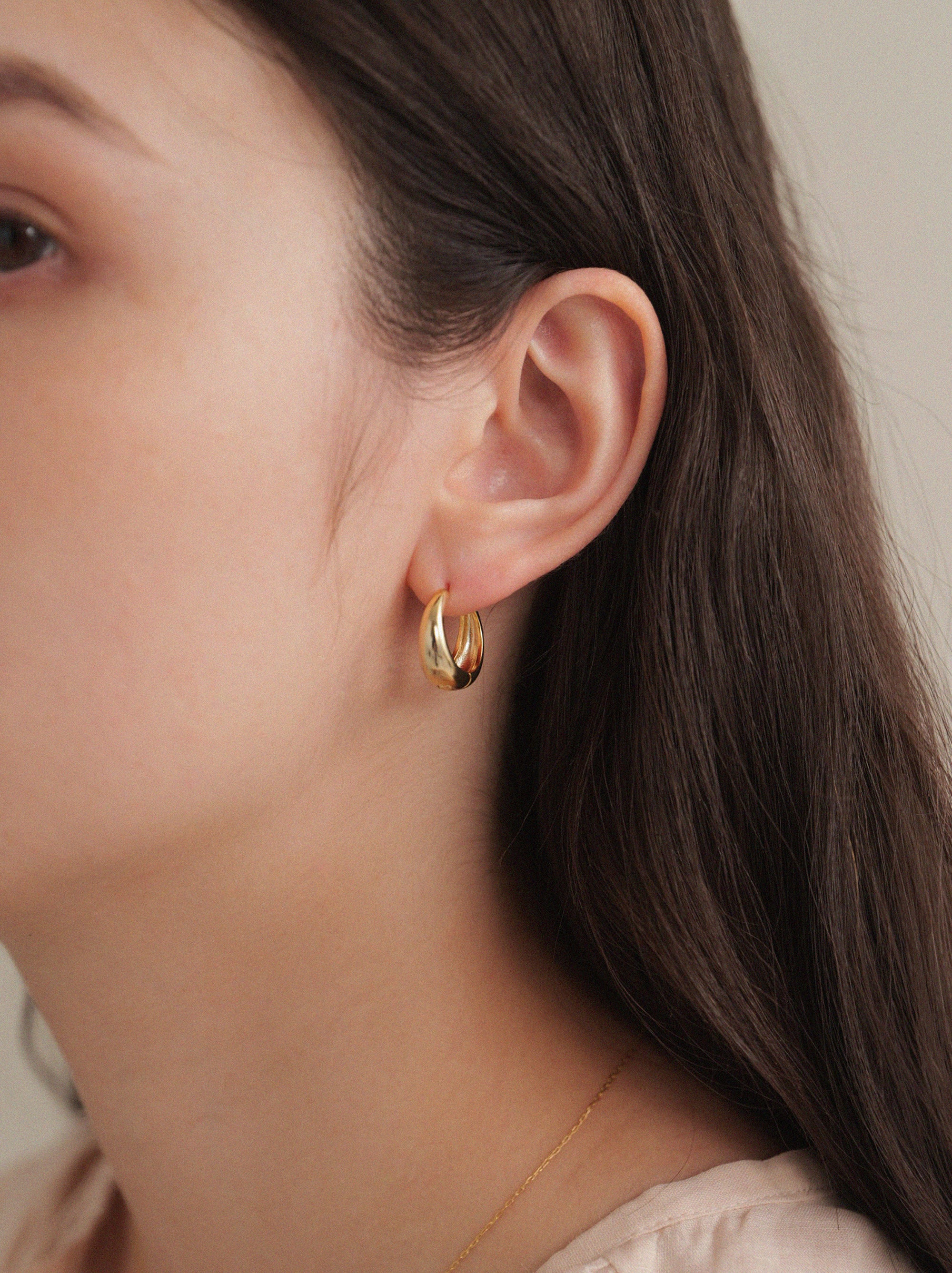 K18post ドロップフープピアス ラージ