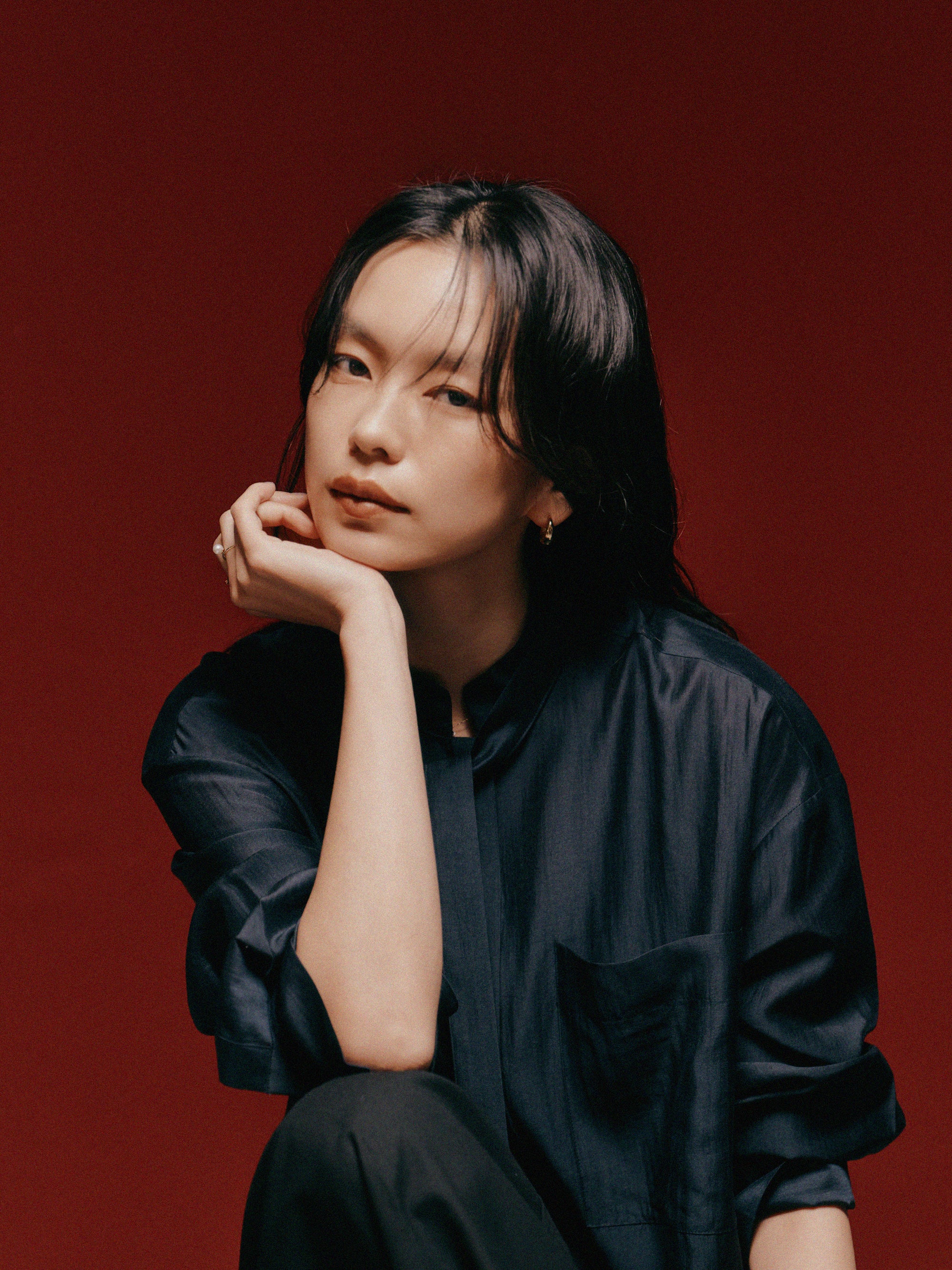 K18post ドロップフープピアス ラージ