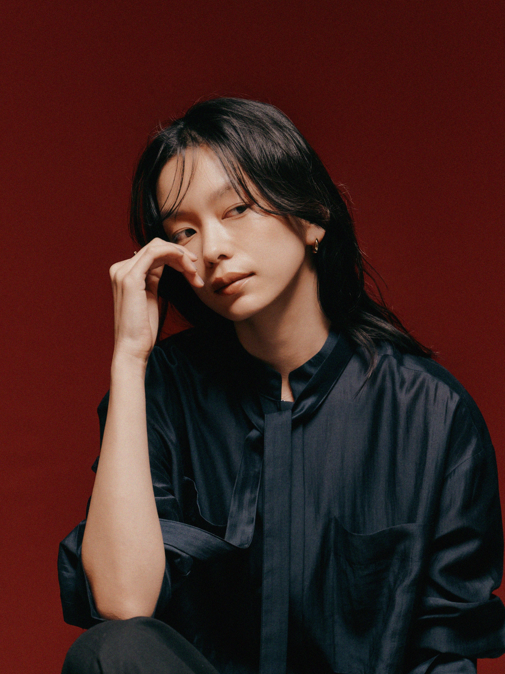 K18post ドロップフープピアス ラージ