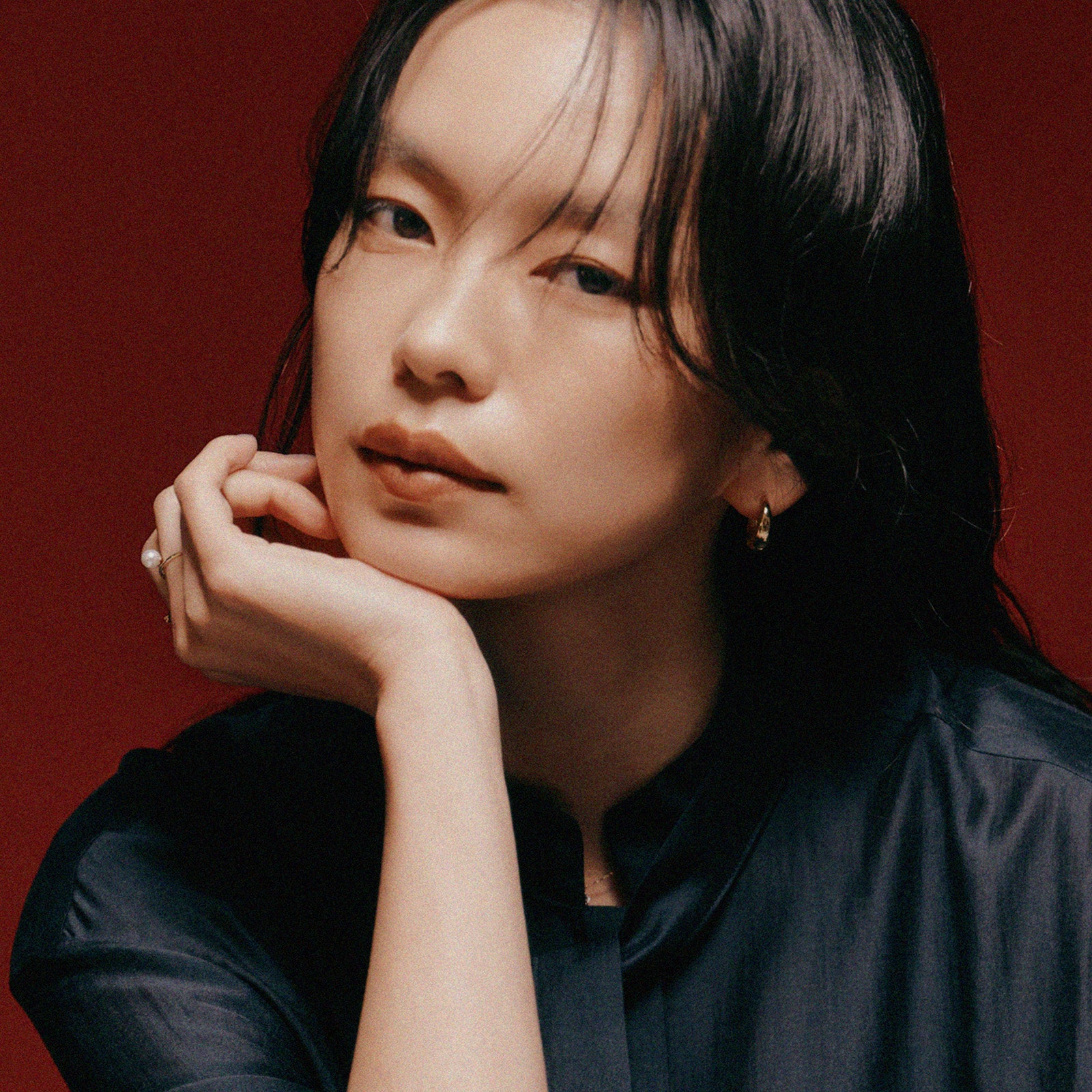 K18post ドロップフープピアス ラージ