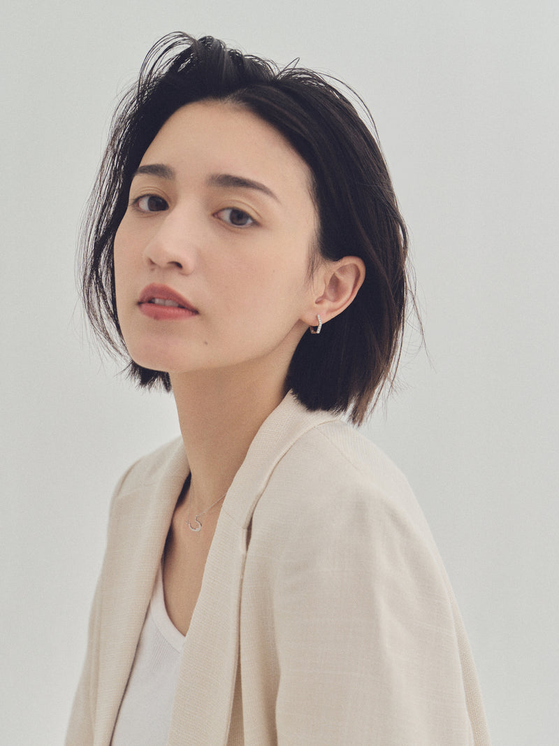 K18post ビジューフープピアス ラウンド/ヘキサゴン