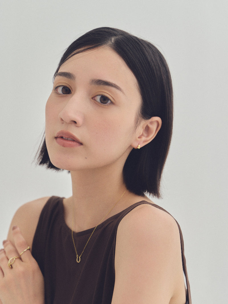 K18post ドロップラウンドフープピアス