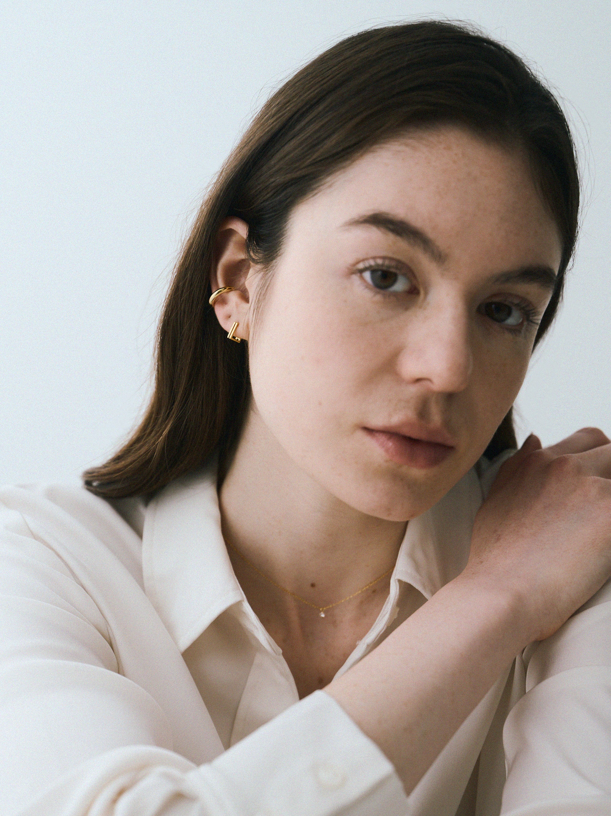 Pt900post スクエアフープピアス