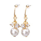 K18post パール＆ビジューハーフラウンドピアス